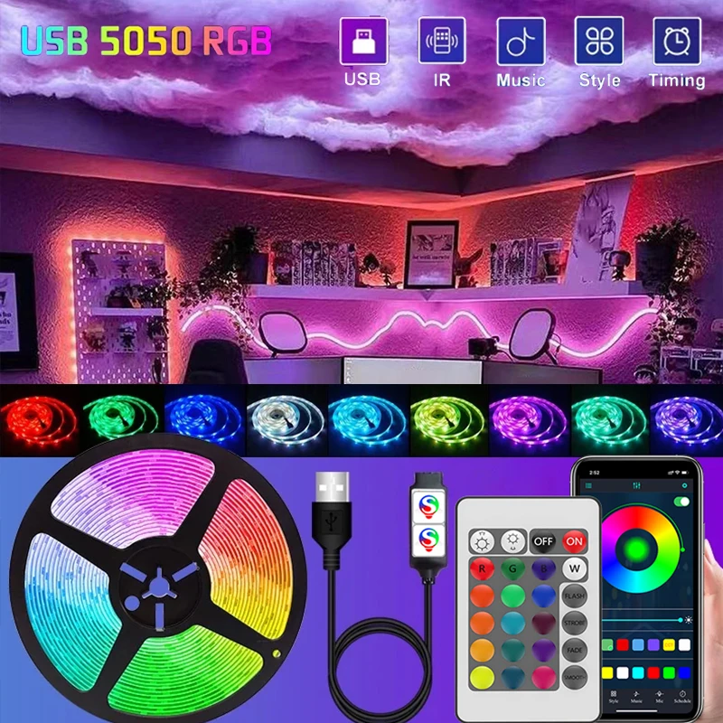 USB Smart RGB LED Strip, App & Remote Control with Music Sync, Flexible Lights for Bedroom Home Party Decor
USB Smart RGB LED Strip, App & Remote Control with Music Sync, Flexible Lights for Bedroom Home Party Decor