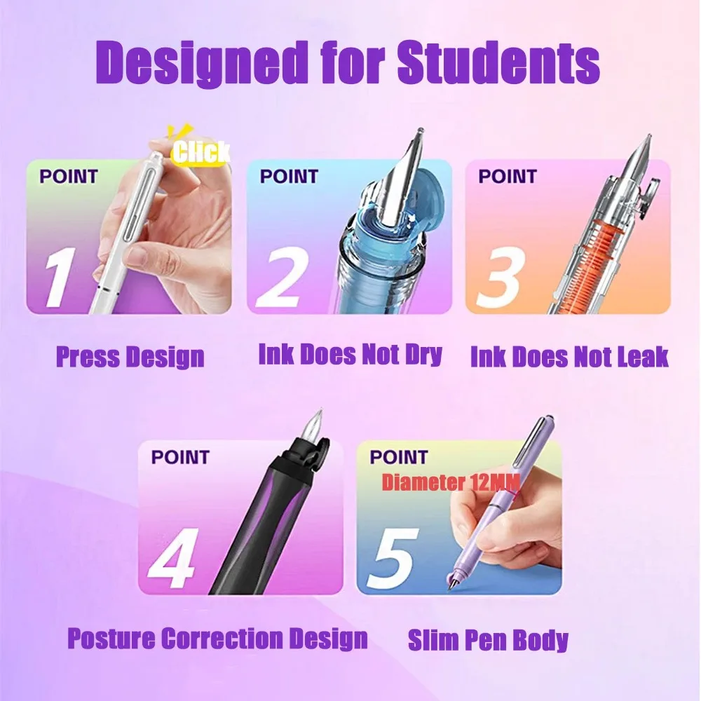 Retractable Fountain Pen Black Ink Transparent Barrel Calligraphy Pen 0.38mm Tip 5 Refillable Ink Cartridges No Leaking Pen
Retractable Fountain Pen Black Ink Transparent Barrel Calligraphy Pen 0.38mm Tip 5 Refillable Ink Cartridges No Leaking Pen