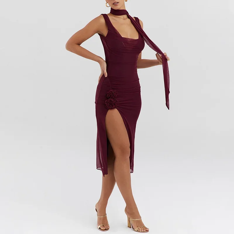 Women's Elegant Bandage Backless Sheath Dress Celebration Party Evening Dress Fashion Mesh Swinging Collar Sling Dresses YWFD015
Women's Elegant Bandage Backless Sheath Dress Celebration Party Evening Dress Fashion Mesh Swinging Collar Sling Dresses YWFD015