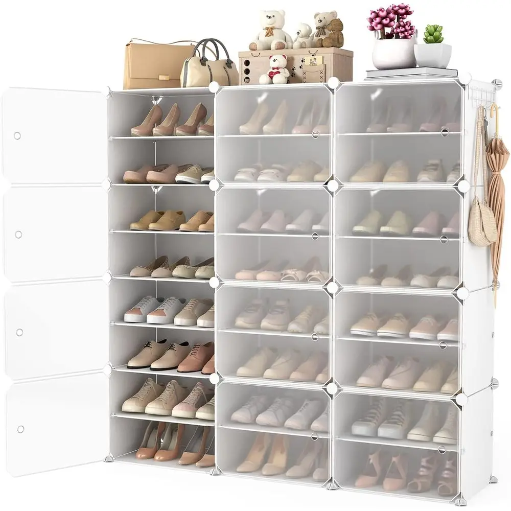 Stylish 48-Pair Plastic Shoe Rack Organizer with Door, Easy Assembly, Stackable & Detachable, White
Stylish 48-Pair Plastic Shoe Rack Organizer with Door, Easy Assembly, Stackable & Detachable, White