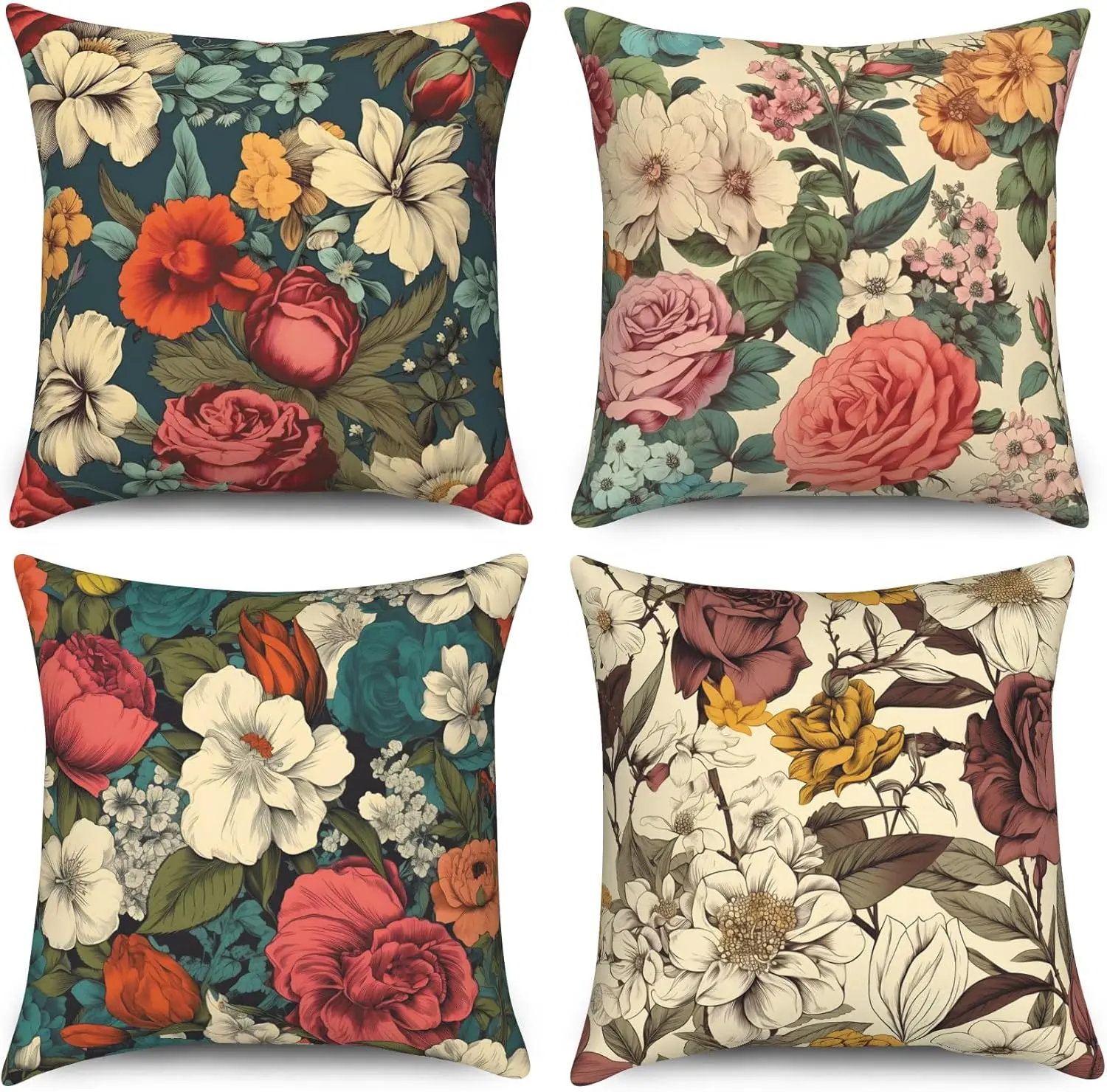 4Pcs Cottagecore Floral Throw Pillow Covers Colorful Rose Botanical Cushion Cases for Farmhouse Couch Bedroom Indoor Home
4Pcs Cottagecore Floral Throw Pillow Covers Colorful Rose Botanical Cushion Cases for Farmhouse Couch Bedroom Indoor Home
