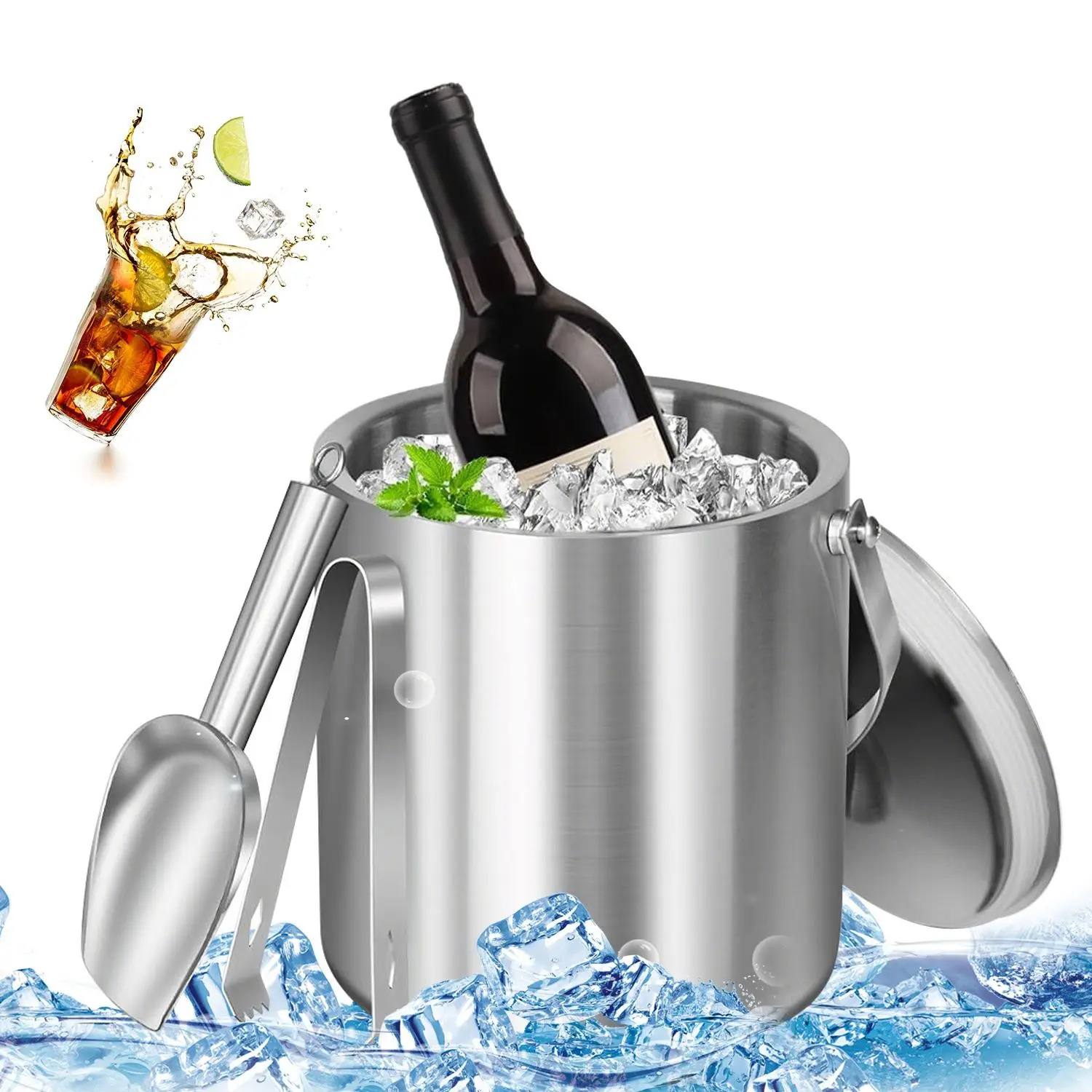 For Double-Wall Stainless Steel Insulated Ice Bucket 3L Ice Holder Ice Container with Lid Scoop Strainer Handle for Wine Champag
For Double-Wall Stainless Steel Insulated Ice Bucket 3L Ice Holder Ice Container with Lid Scoop Strainer Handle for Wine Champag