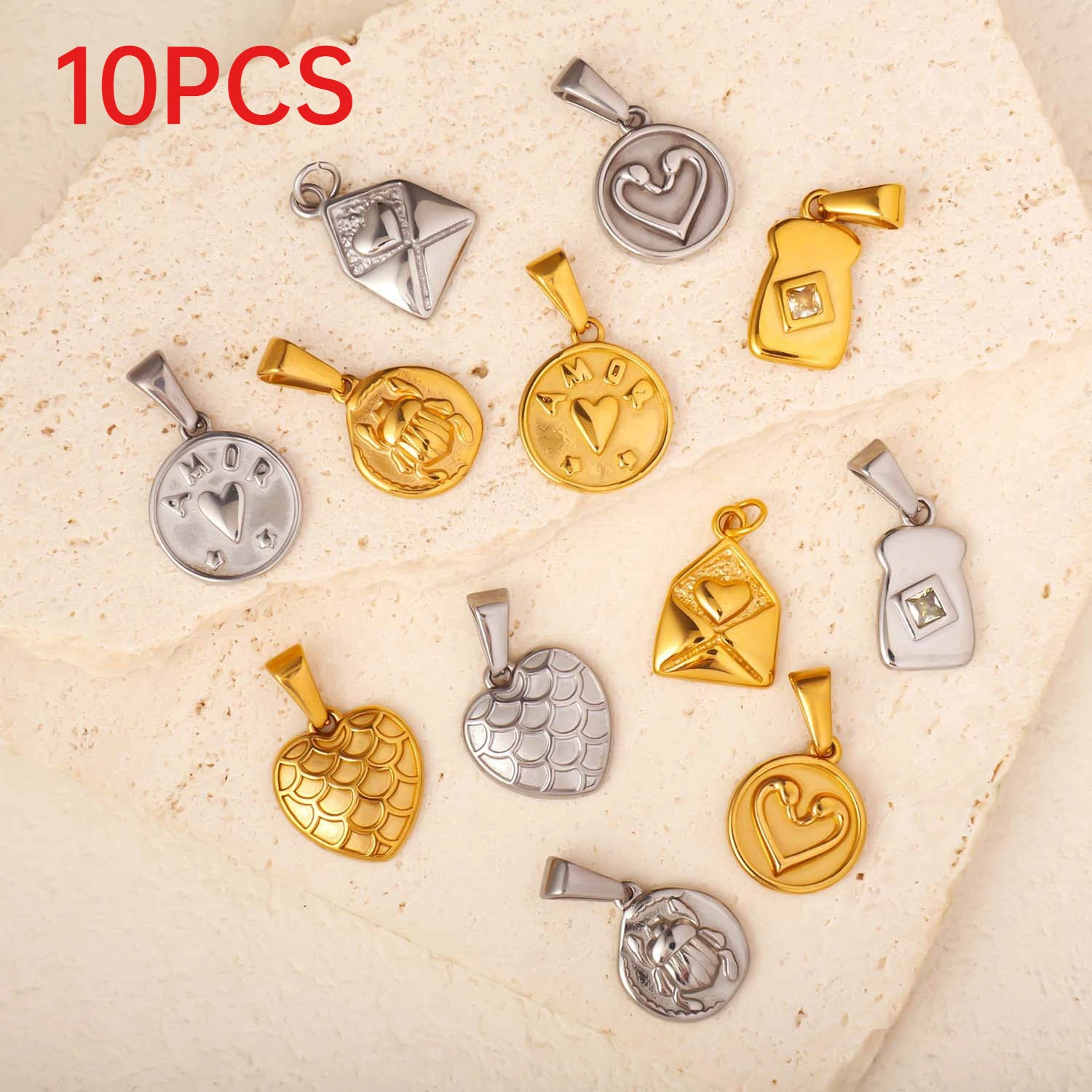 10Pcs Vintage Envelope Beetle Heart Pendants Unisex Stainless Steel Jewelry Accessories
10Pcs Vintage Envelope Beetle Heart Pendants Unisex Stainless Steel Jewelry Accessories