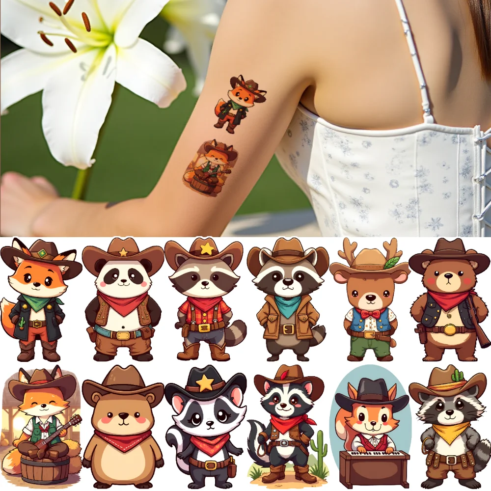 63pcs Temporary Tattoo Cowboy Outfits Waterproof Long-lasting Body Stickers Animal Characters Cartoon For Girls Children 
63pcs Temporary Tattoo Cowboy Outfits Waterproof Long-lasting Body Stickers Animal Characters Cartoon For Girls Children