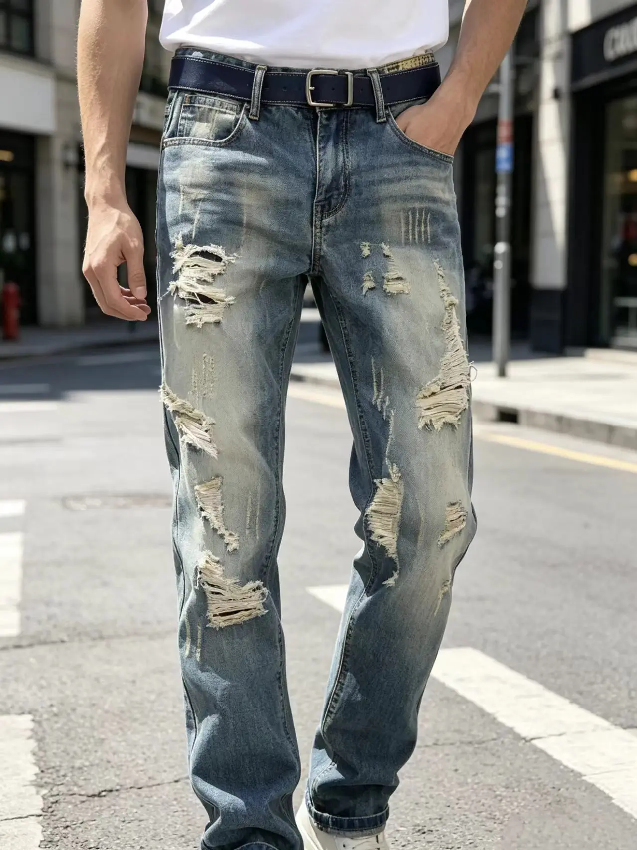 Men's Retro Distressed Denim Jeans Fashionably Weathered High Street Trendy Brand Youth Long Pants
Men's Retro Distressed Denim Jeans Fashionably Weathered High Street Trendy Brand Youth Long Pants