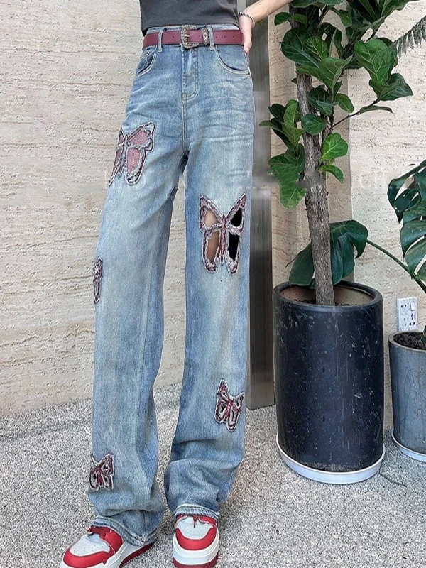 Heavy Duty Rhinestone Embellished High Waist Wide Leg Jeans Hollow out Frayed Design Casual Cotton Stretch Denim
Heavy Duty Rhinestone Embellished High Waist Wide Leg Jeans Hollow out Frayed Design Casual Cotton Stretch Denim