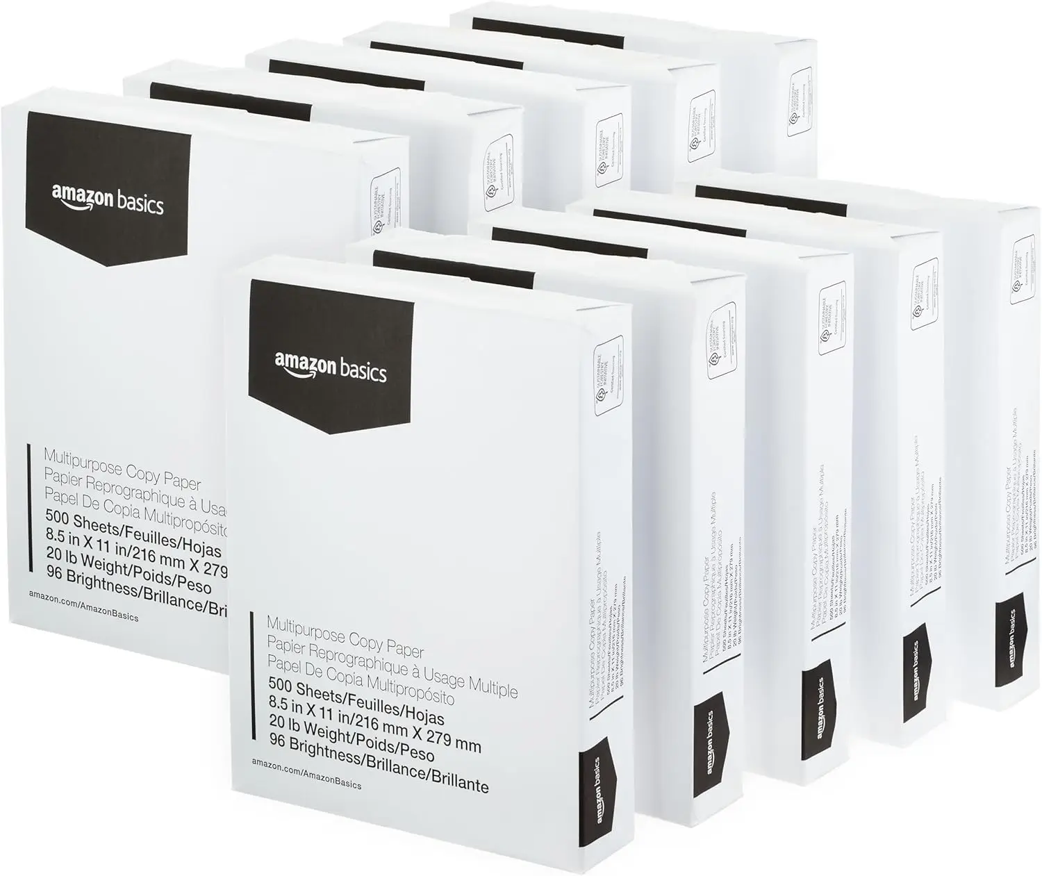 Multipurpose Copy Printer Paper 8.5x11 20lb 96 Bright White 10 Ream 5000 Sheets
Multipurpose Copy Printer Paper 8.5x11 20lb 96 Bright White 10 Ream 5000 Sheets