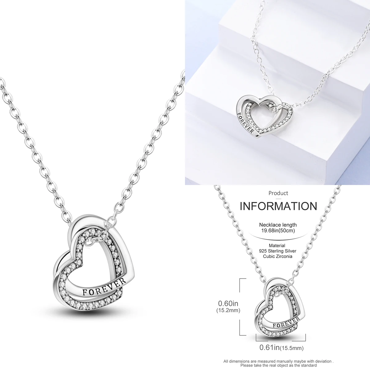 Original 925 Sterling Silver Heart Double Ring Necklace Zirconia Crystal Jewellery Birthday Wedding Anniversary DIY Women Gift
Original 925 Sterling Silver Heart Double Ring Necklace Zirconia Crystal Jewellery Birthday Wedding Anniversary DIY Women Gift
