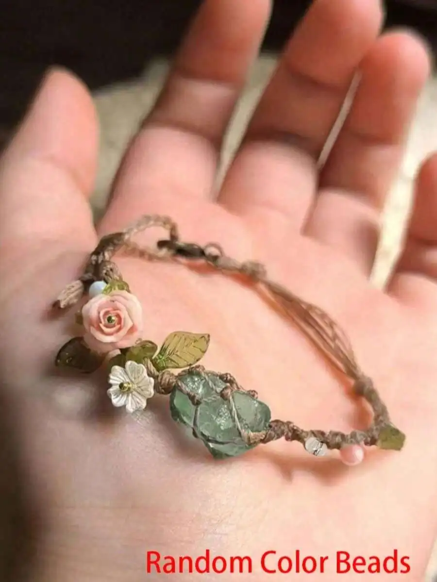 Handmade Boho Floral Bracelet With Natural Gemstones And Random Color Beads
Handmade Boho Floral Bracelet With Natural Gemstones And Random Color Beads