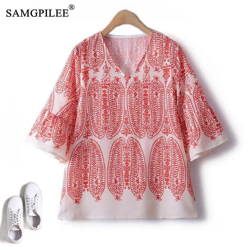 Shirts And Blouses 2023 Summer Top Women Half Sleeve Ruffled V Neck Print Thin Korean Fashion Loose Chiffon Blusas Para Mujer
Shirts And Blouses 2023 Summer Top Women Half Sleeve Ruffled V Neck Print Thin Korean Fashion Loose Chiffon Blusas Para Mujer
