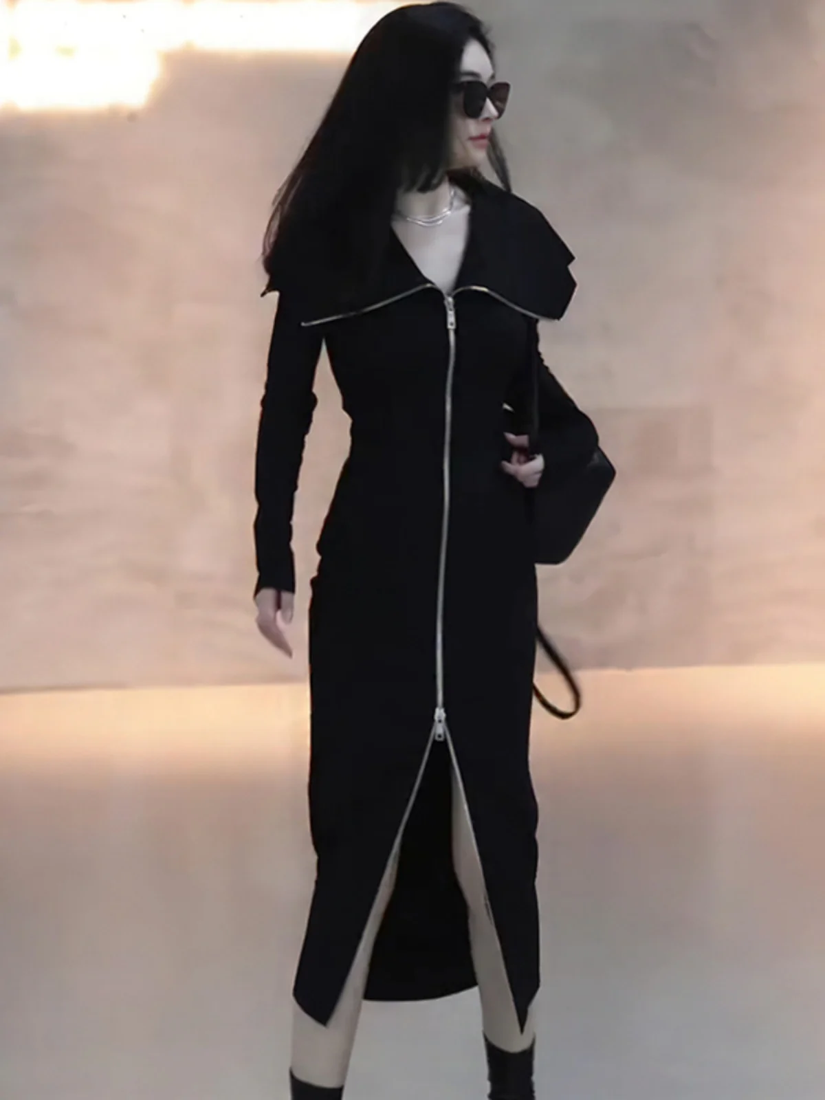 Gtuq Trendy Long Zipper Design Bla Dr Women's Unique Big Collar Cool Sle Commute Korean Version Autumn Long Sve
Gtuq Trendy Long Zipper Design Bla Dr Women's Unique Big Collar Cool Sle Commute Korean Version Autumn Long Sve