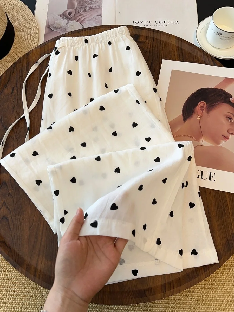 White Heart Polka Dot Cotton Linen Wide Leg Pants Women Summer Thin Breathable Drape Slimming Casual Straight Long Trousers
White Heart Polka Dot Cotton Linen Wide Leg Pants Women Summer Thin Breathable Drape Slimming Casual Straight Long Trousers