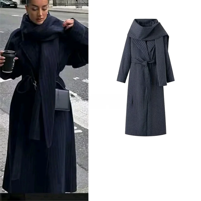Winter New Women's Casual Style Coat with Scarf Stripe Belted Mid-Length Windbreaker Knot Tied Polyester Fiber
Winter New Women's Casual Style Coat with Scarf Stripe Belted Mid-Length Windbreaker Knot Tied Polyester Fiber