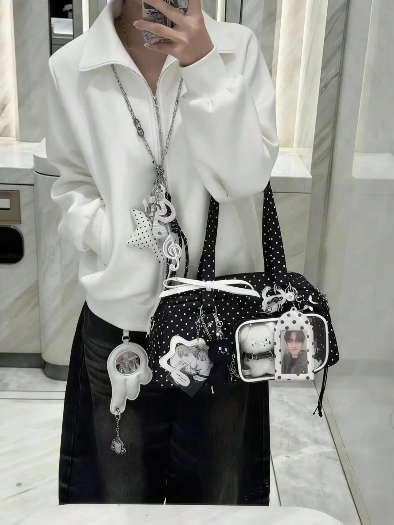 Free Shipping on Orders Over $291pc Polka Dot Shoulder Bag, Y2K Cute Transparent Decor Bag With Chain & Star Decor, Fashion Crossbody Tote Bag With Multiple Pockets, Fits Plush Toys, High-Quality Nylon Material With Zipper Closure, Customizable Ita Bag, S
Free Shipping on Orders Over $291pc Polka Dot Shoulder Bag, Y2K Cute Transparent Decor Bag With Chain & Star Decor, Fashion Crossbody Tote Bag With Multiple Pockets, Fits Plush Toys, High-Quality Nylon Material With Zipper Closure, Customizable Ita Bag, S