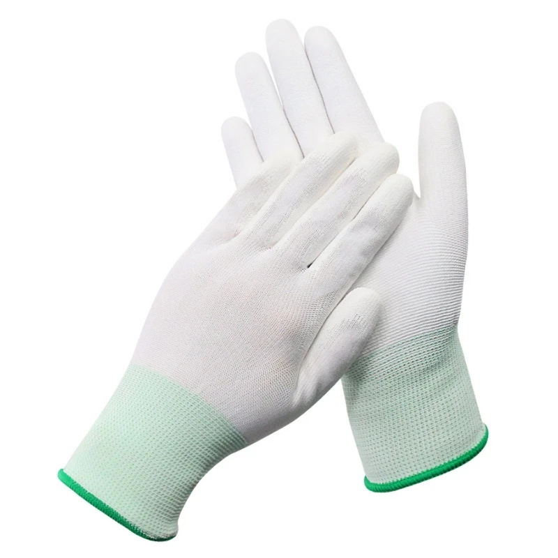 White PU Fingertip Coated Work Gloves Anti-Static Anti-Slip Breathable Nylon Safety Gloves for Electronics Assembly Gardening
White PU Fingertip Coated Work Gloves Anti-Static Anti-Slip Breathable Nylon Safety Gloves for Electronics Assembly Gardening