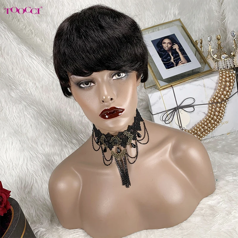 Toocci Short Pixie Cut Wigs 8 inch Machine Wig with Bangs Virgin Brazilian Human Hair Wig for Black Women Natural Color Hair Set
Toocci Short Pixie Cut Wigs 8 inch Machine Wig with Bangs Virgin Brazilian Human Hair Wig for Black Women Natural Color Hair Set