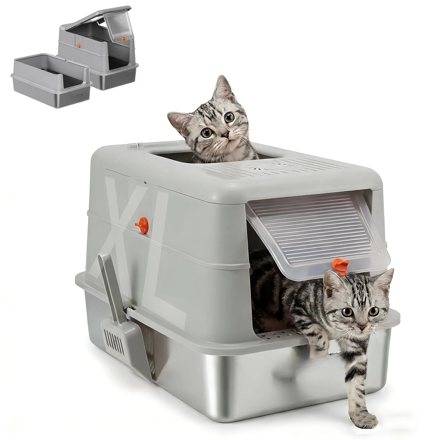 Stainless Steel Cat Litter Box, Enclosed Odor Control Extra Large Metal Litter Box with Lid, 135° Flip-Top Covered, Customized
Stainless Steel Cat Litter Box, Enclosed Odor Control Extra Large Metal Litter Box with Lid, 135° Flip-Top Covered, Customized