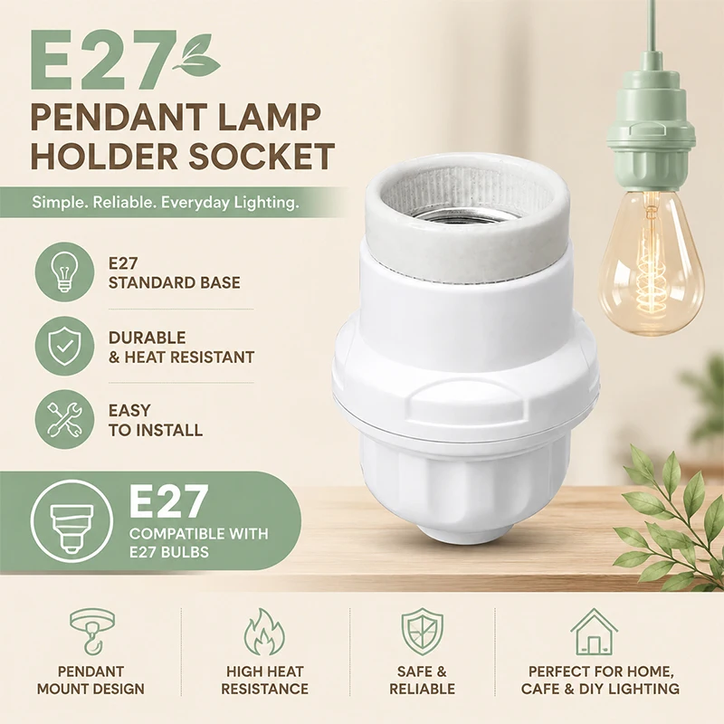 E27 Hanging Lamp Holder Socket 1PCS Screw Light Bulb Base Thickened Pendant Lamp Socket for LED Bulbs
E27 Hanging Lamp Holder Socket 1PCS Screw Light Bulb Base Thickened Pendant Lamp Socket for LED Bulbs