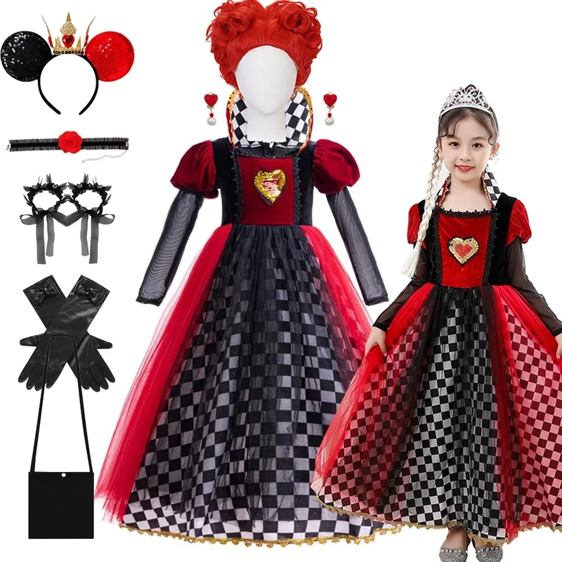 ❤2026❤ Girls Red Queen Costume Vintage Checkered Red Black Fancy Dress with Heart Accent Tulle Skirt for Halloween Carnival Cos❤
❤2026❤ Girls Red Queen Costume Vintage Checkered Red Black Fancy Dress with Heart Accent Tulle Skirt for Halloween Carnival Cos❤