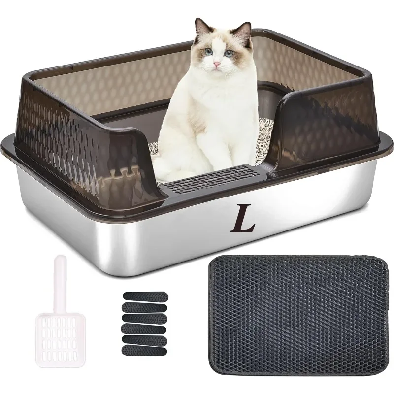 Stainless Steel Litter Box with Lid Kitty Black Litter Mat and White Scoop Included Covered Metal High Sided Removable
Stainless Steel Litter Box with Lid Kitty Black Litter Mat and White Scoop Included Covered Metal High Sided Removable