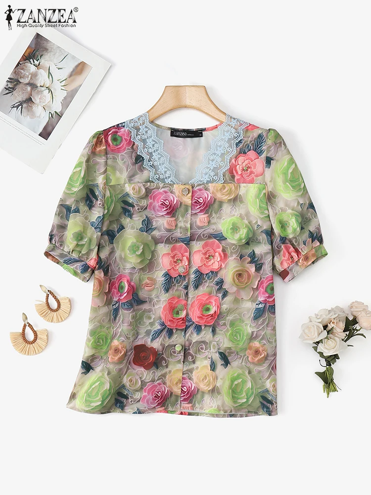 ZANZEA Floral Printed Blouses Women Vintage Lace Tops Summer Short Sleeve V Neck Blusas 2025 Casual Loose Bohemian Tunic
ZANZEA Floral Printed Blouses Women Vintage Lace Tops Summer Short Sleeve V Neck Blusas 2025 Casual Loose Bohemian Tunic