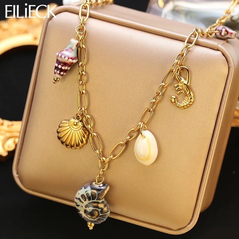 EILIECK 316L Stainless Steel Conch Shell Shrimp Pendant Necklace For Women New Trendy Neck Chain Waterproof Jewelry Lady Gift
EILIECK 316L Stainless Steel Conch Shell Shrimp Pendant Necklace For Women New Trendy Neck Chain Waterproof Jewelry Lady Gift