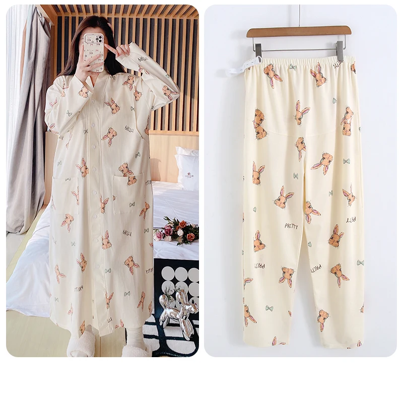 Women's Cartoon Sleepwear Pajama Sets Long Sleeves Bathrobe Female Nightwear Cotton Shower Robes Night Dress Home Wear Spring
Women's Cartoon Sleepwear Pajama Sets Long Sleeves Bathrobe Female Nightwear Cotton Shower Robes Night Dress Home Wear Spring