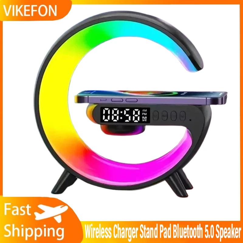 G Беспроводное зарядное устройство Подставка Будильник Bluetooth Динамик RGB Ночник Лампа Станция быстрой зарядки Док-станция для iPhone Samsung Xiaomi
G Беспроводное зарядное устройство Подставка Будильник Bluetooth Динамик RGB Ночник Лампа Станция быстрой зарядки Док-станция для iPhone Samsung Xiaomi