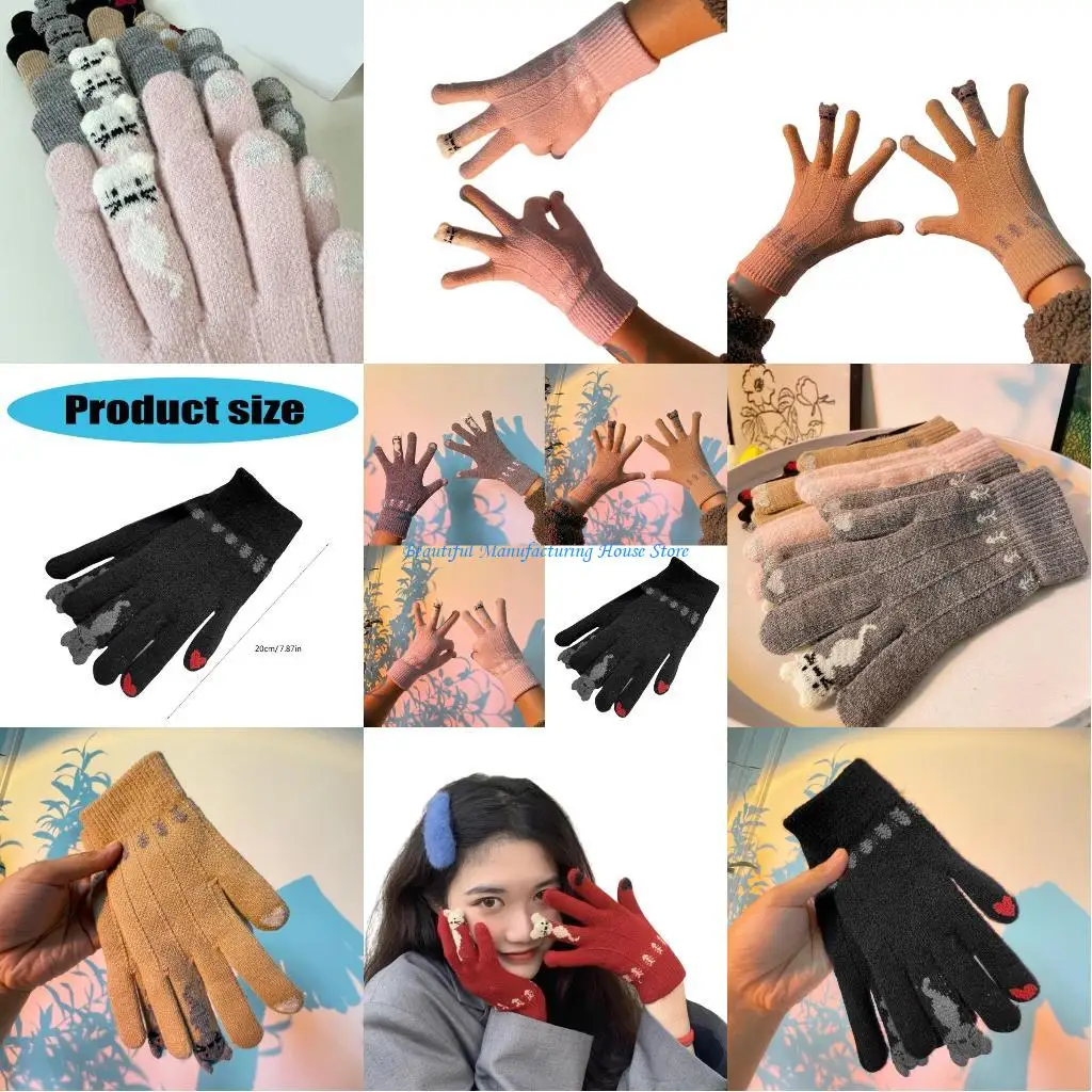 E56A Fashionable Cartoon Cats Knitted Gloves with Screentouch Fingers Warm and Wind Resistant Rainbow Color Gloves for Student
E56A Fashionable Cartoon Cats Knitted Gloves with Screentouch Fingers Warm and Wind Resistant Rainbow Color Gloves for Student