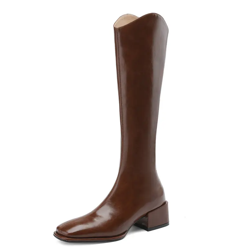 Genuine Leather Women Knee High Boots Autumn Winter Back Zipper Med Square Heels Long Shoes Woman Large Size 34-42
Genuine Leather Women Knee High Boots Autumn Winter Back Zipper Med Square Heels Long Shoes Woman Large Size 34-42