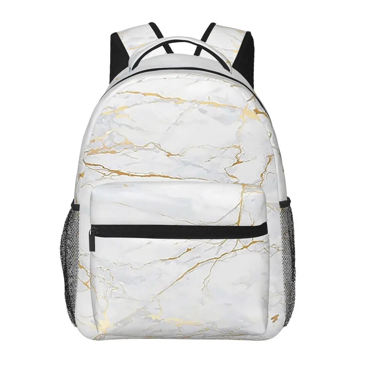White And Gold Marbl Student Backpack School Bag Hiking Travel Daypack for Men Women Fashion Bookbag Shoulder Bags
White And Gold Marbl Student Backpack School Bag Hiking Travel Daypack for Men Women Fashion Bookbag Shoulder Bags