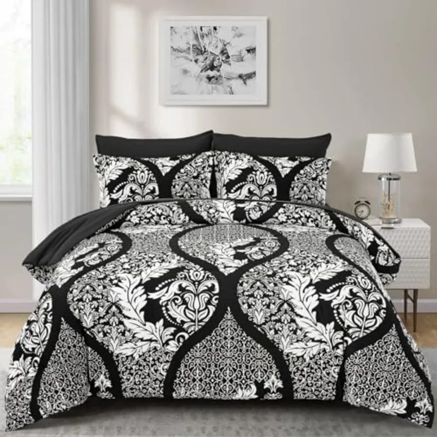 Black Comforter Set Queen Size 7 Pieces Bohemian Damask Comforter Set Soft Lightweight Microfiber Bedding Set for All Season 90
Black Comforter Set Queen Size 7 Pieces Bohemian Damask Comforter Set Soft Lightweight Microfiber Bedding Set for All Season 90
