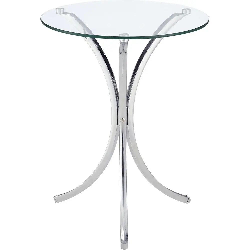 18-Inch Modern Round Glass Top Side Table with Curved Edge and Plastic Glides for Living Room in Chrome Finish
18-Inch Modern Round Glass Top Side Table with Curved Edge and Plastic Glides for Living Room in Chrome Finish