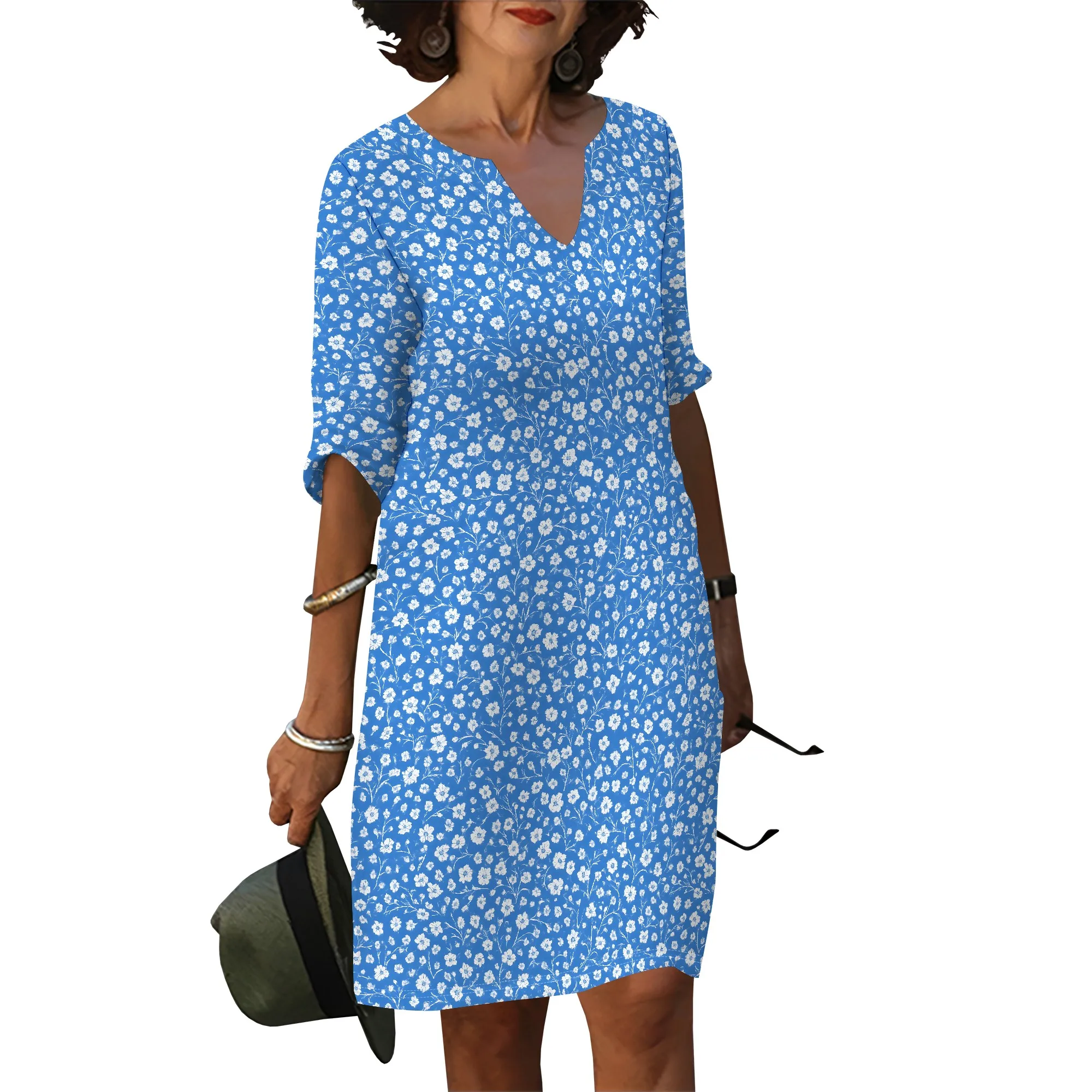 Womens Casual Dresses Short Sleeve V-Neck Dress Shift Dress Summer Dresses for Women 2025
Womens Casual Dresses Short Sleeve V-Neck Dress Shift Dress Summer Dresses for Women 2025