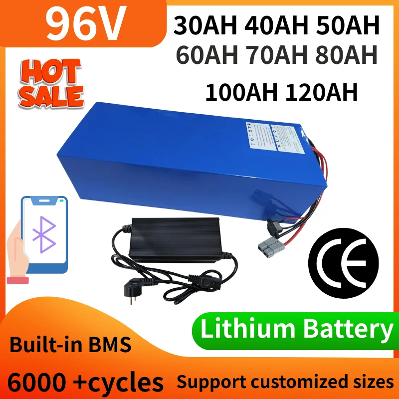 Lithium Ion Battery 96V 60Ah-100Ah for 5000W Motor - 26S BMS with 10A Charger for Robot Scooter Motorcycle AGV High Capacity 30A
Lithium Ion Battery 96V 60Ah-100Ah for 5000W Motor - 26S BMS with 10A Charger for Robot Scooter Motorcycle AGV High Capacity 30A