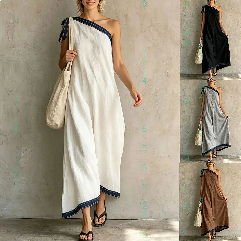 Women's One Shoulder Wrap Long Dress Summer Spring Casual Loose Slimming Dresses Maxi Dresses
Women's One Shoulder Wrap Long Dress Summer Spring Casual Loose Slimming Dresses Maxi Dresses
