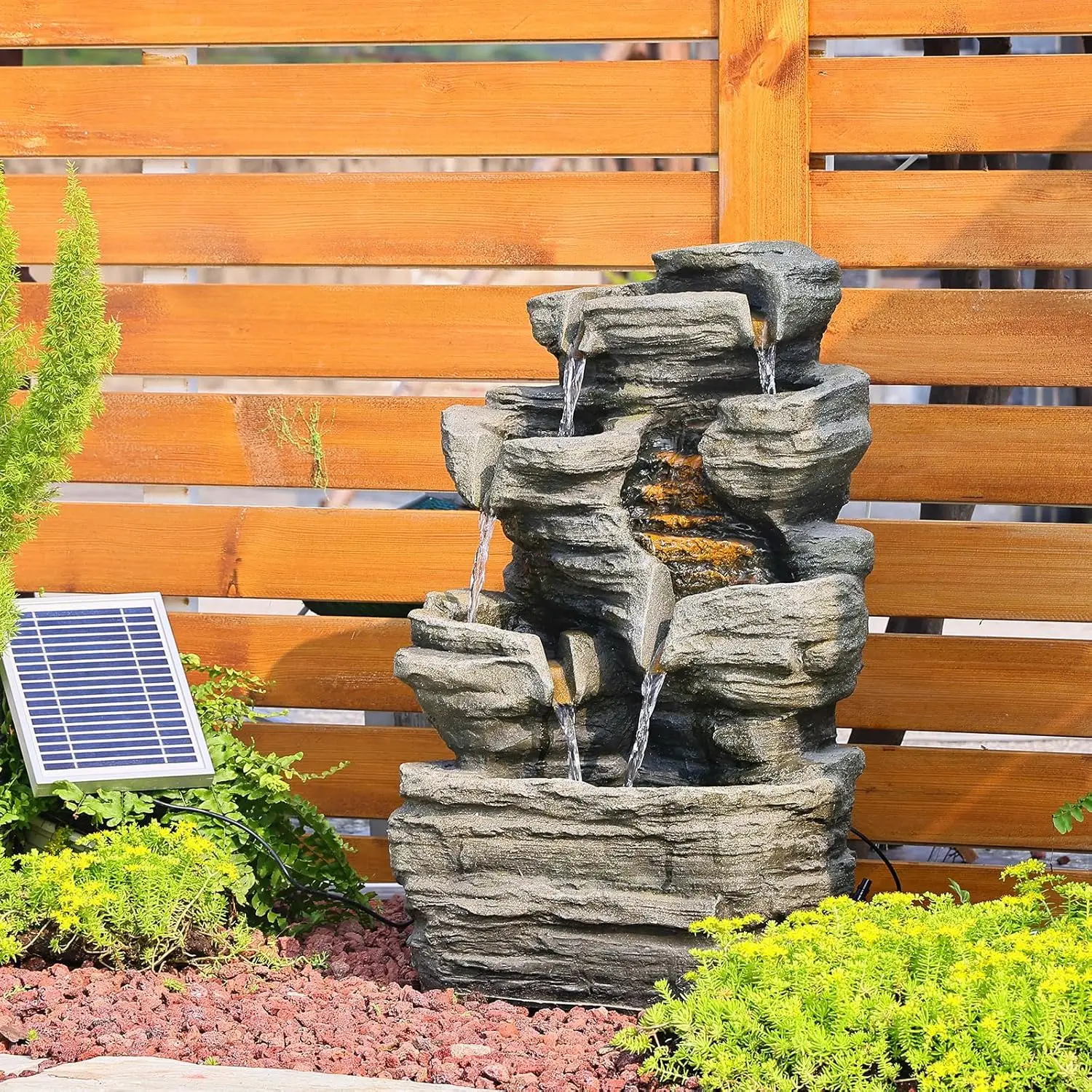 6 Tier Cascading Rock Solar Water Fountain Outdoor Garden Waterfall Decor for Garden, Patio, Backyard, Deck, Porch and Home Art
6 Tier Cascading Rock Solar Water Fountain Outdoor Garden Waterfall Decor for Garden, Patio, Backyard, Deck, Porch and Home Art