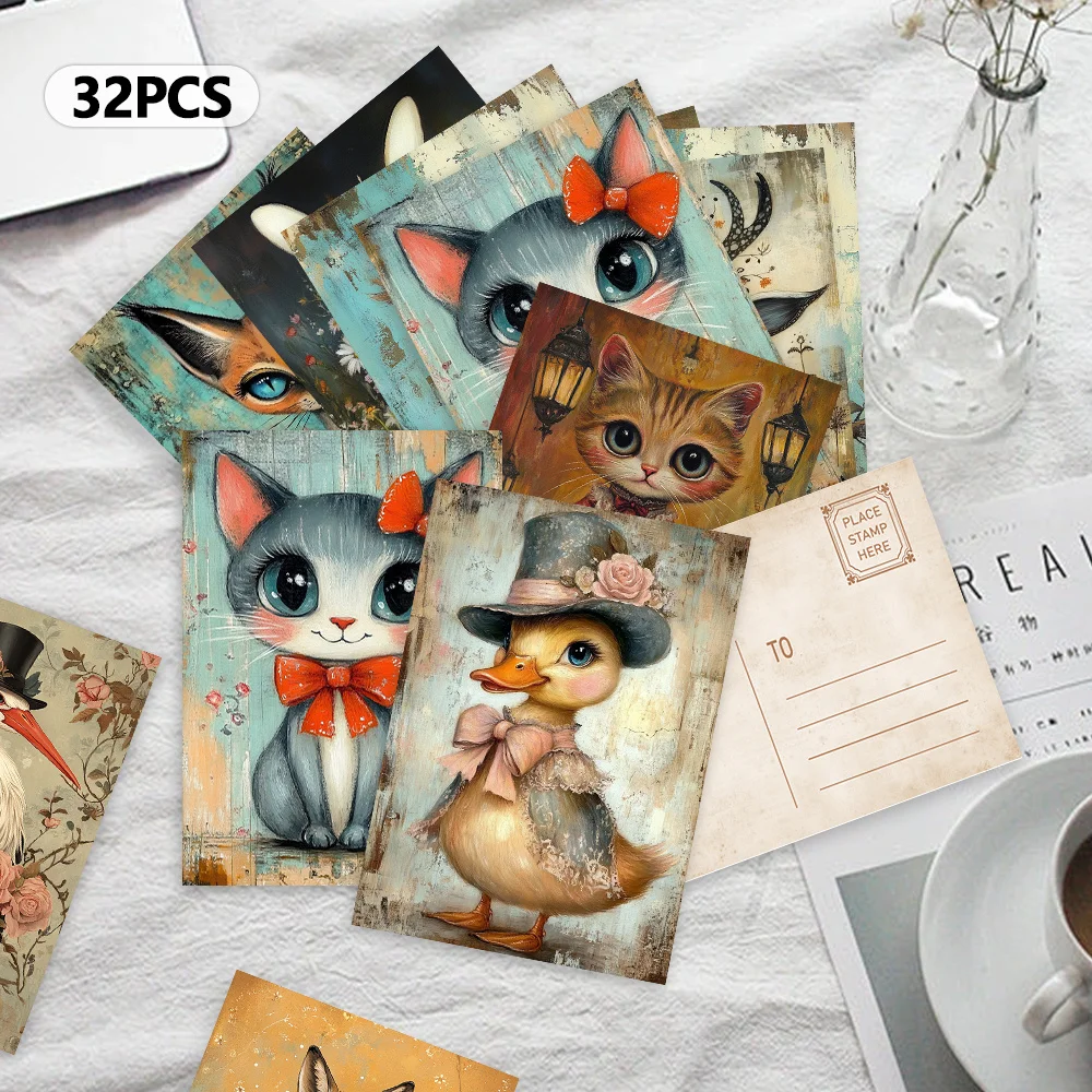 32pcs, dressed-up animal postcards, indoor bedroom decoration, wall stickers, message cards, greeting cards, commemorative
32pcs, dressed-up animal postcards, indoor bedroom decoration, wall stickers, message cards, greeting cards, commemorative