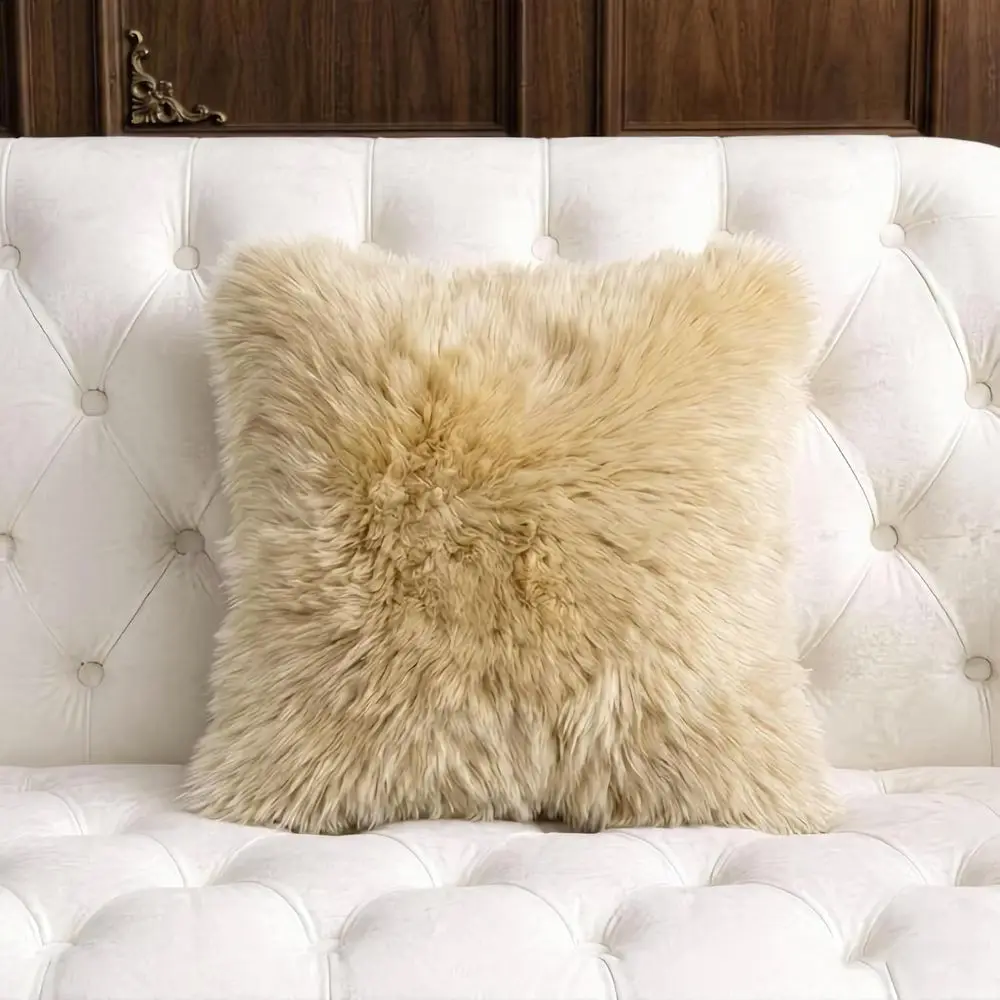 Elegant Sheepskin Cushion Covers, Camel Tones, Set of 2, No Insert
Elegant Sheepskin Cushion Covers, Camel Tones, Set of 2, No Insert