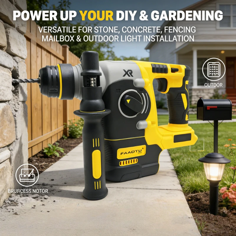 FAAOTU 20V Rotary Hammer Drill Brushless Cordless Impact Hammers Tool Suitable for DW battery NO battery
FAAOTU 20V Rotary Hammer Drill Brushless Cordless Impact Hammers Tool Suitable for DW battery NO battery