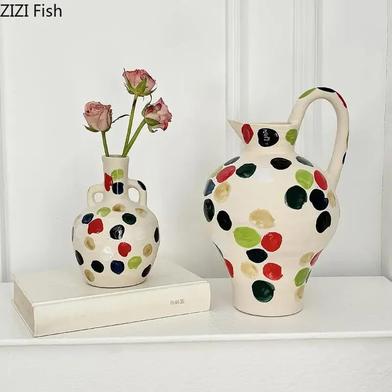 Красочная керамическая ваза в горошек, украшение для стола, композиция с цветами, искусственные цветы, декоративные цветочные вазы, эстетический декор для комнаты
Красочная керамическая ваза в горошек, украшение для стола, композиция с цветами, искусственные цветы, декоративные цветочные вазы, эстетический декор для комнаты