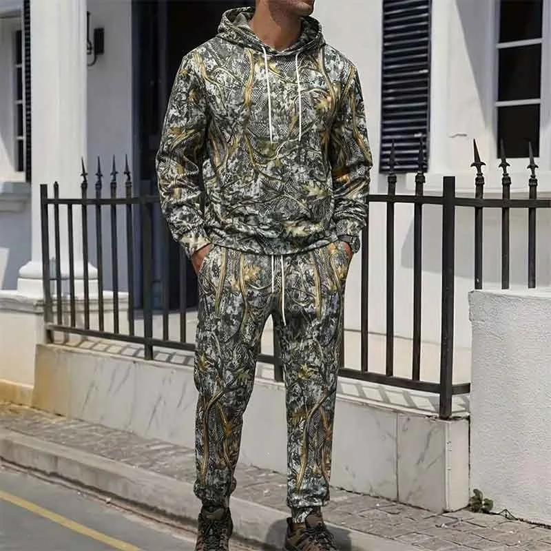 Men's Camouflage Long Sleeve Hoodie Sweatshirt Casual Pants Set Autumn New Arrival Cotton Fabric round Neck Print Pattern
Men's Camouflage Long Sleeve Hoodie Sweatshirt Casual Pants Set Autumn New Arrival Cotton Fabric round Neck Print Pattern