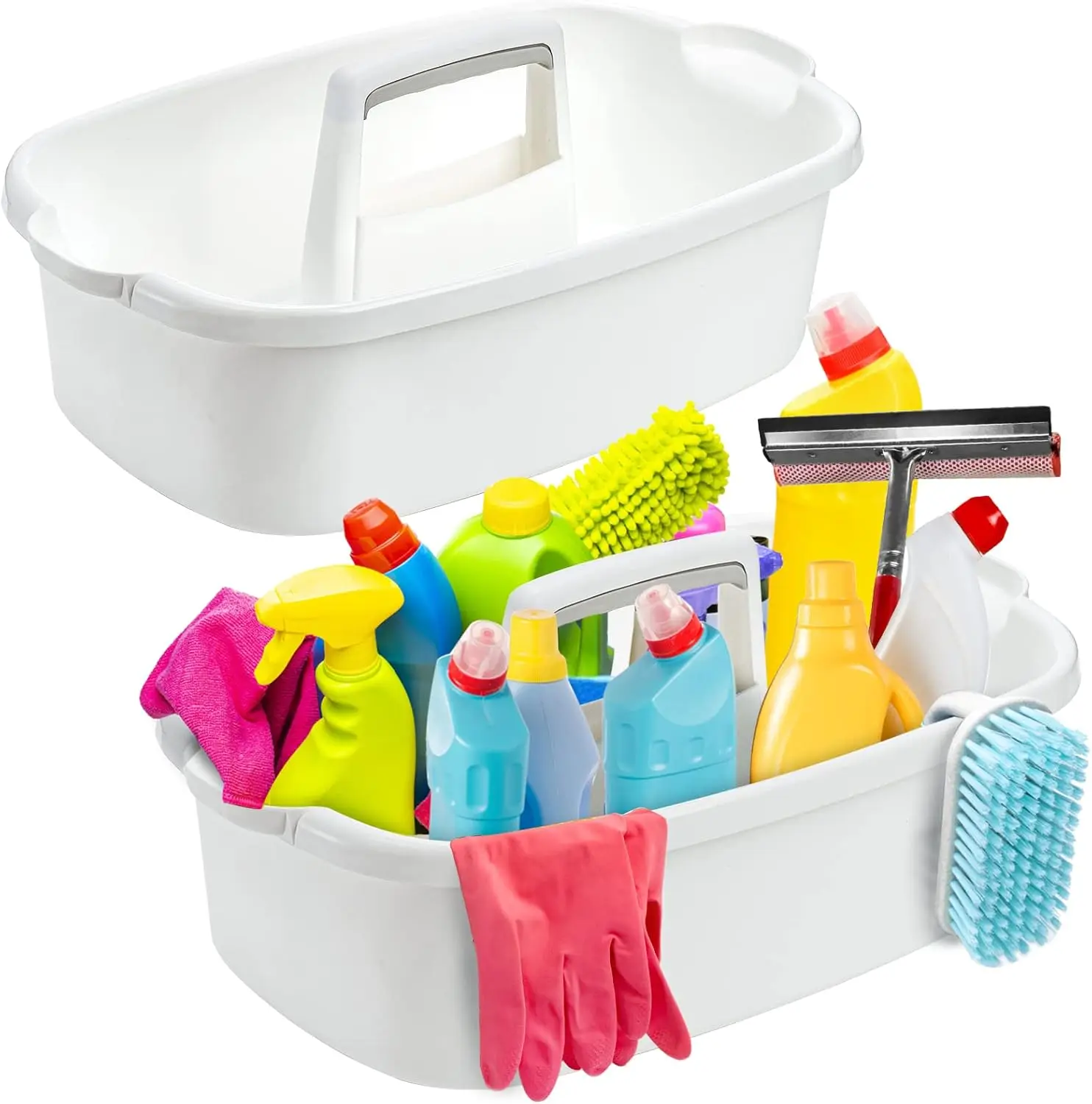 2-Pack Large Plastic Cleaning Caddy with Handle, Portable Shower Tote for Bathroom and Household Storage
2-Pack Large Plastic Cleaning Caddy with Handle, Portable Shower Tote for Bathroom and Household Storage