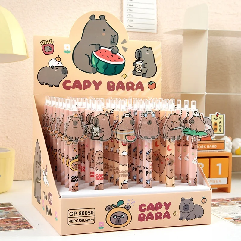 48pcs/lot Kawaii Capybara Press Gel Pen Cute 0.5mm Black Ink Signature Pens Promotional Gift Office School Supplies
48pcs/lot Kawaii Capybara Press Gel Pen Cute 0.5mm Black Ink Signature Pens Promotional Gift Office School Supplies