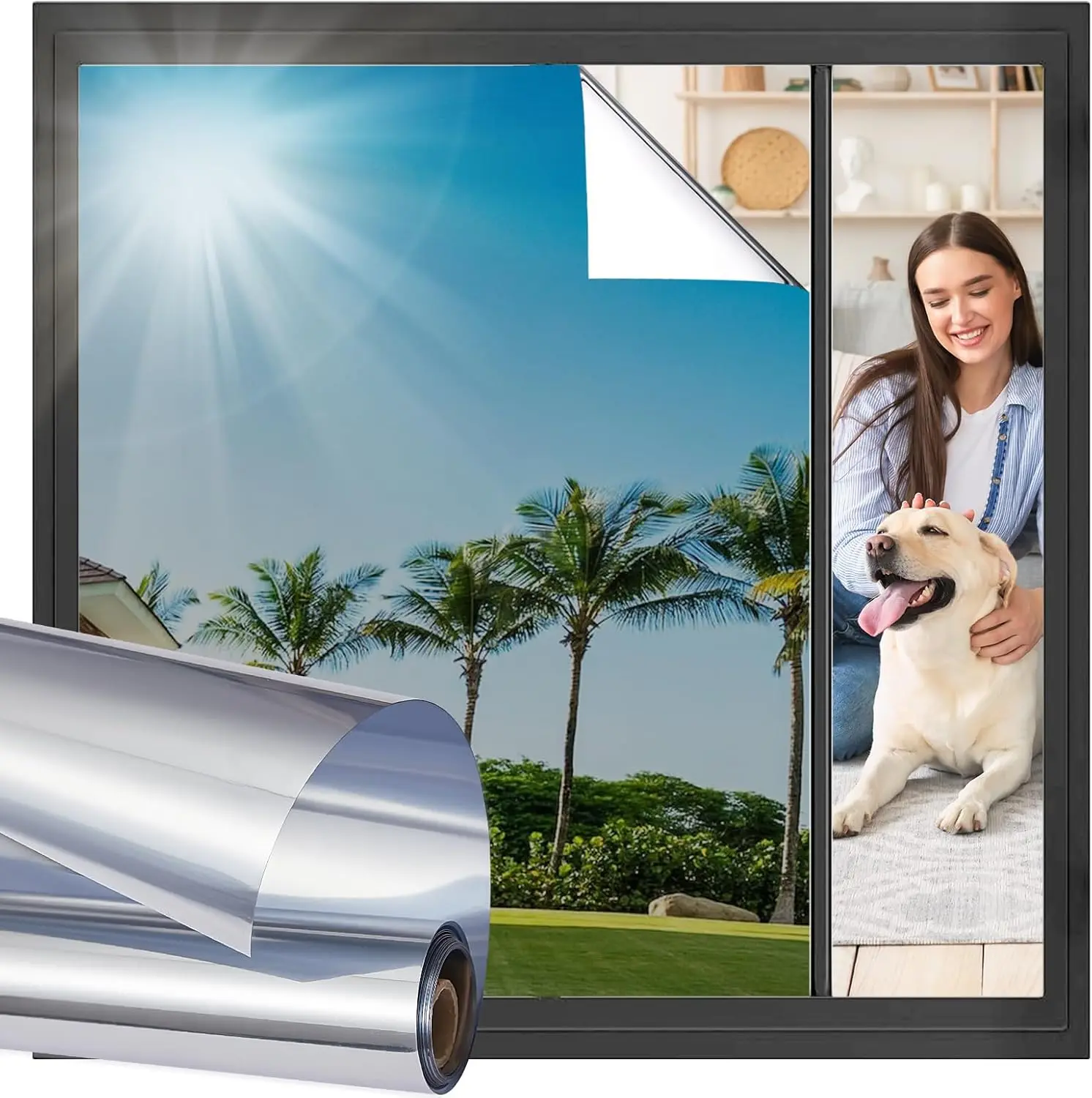 One Way Window Film for Home Privacy, Reflective Daytime Privacy, Blocks 98% UV & Reduces Heat, Static Cling, 35.4 x 157 in Silver
One Way Window Film for Home Privacy, Reflective Daytime Privacy, Blocks 98% UV & Reduces Heat, Static Cling, 35.4 x 157 in Silver