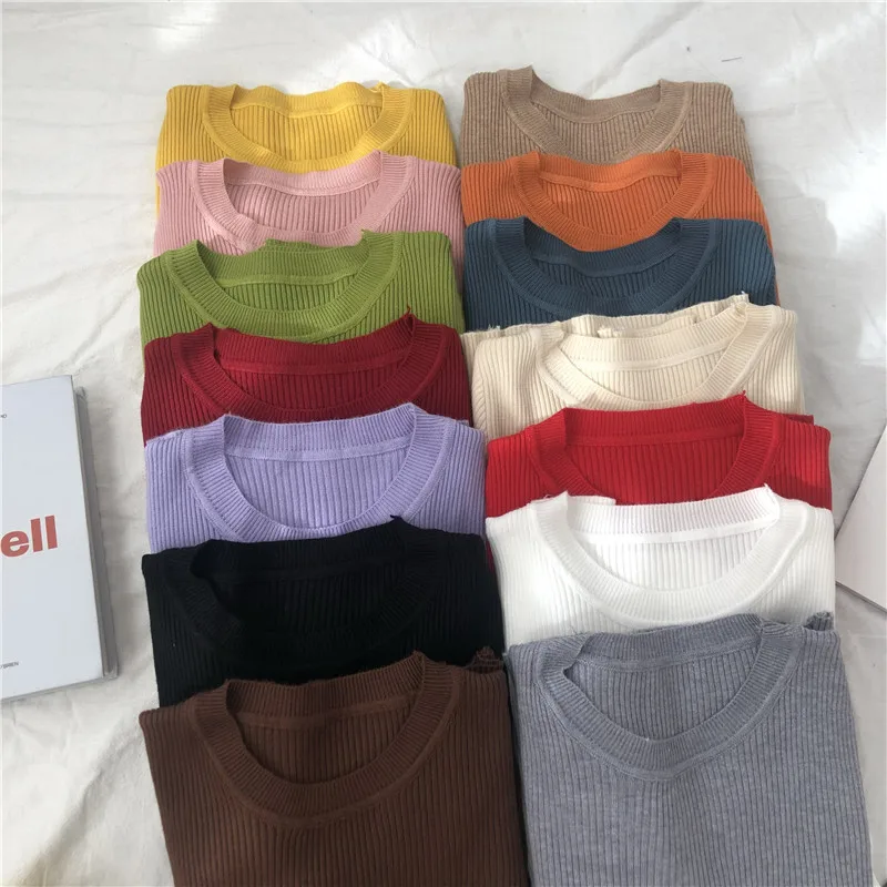 Slim Fit Women's Knitted Sweater Thin Style Autumn Winter New Arrival High Elasticity Base Shirt Student Top Trendy Color
Slim Fit Women's Knitted Sweater Thin Style Autumn Winter New Arrival High Elasticity Base Shirt Student Top Trendy Color