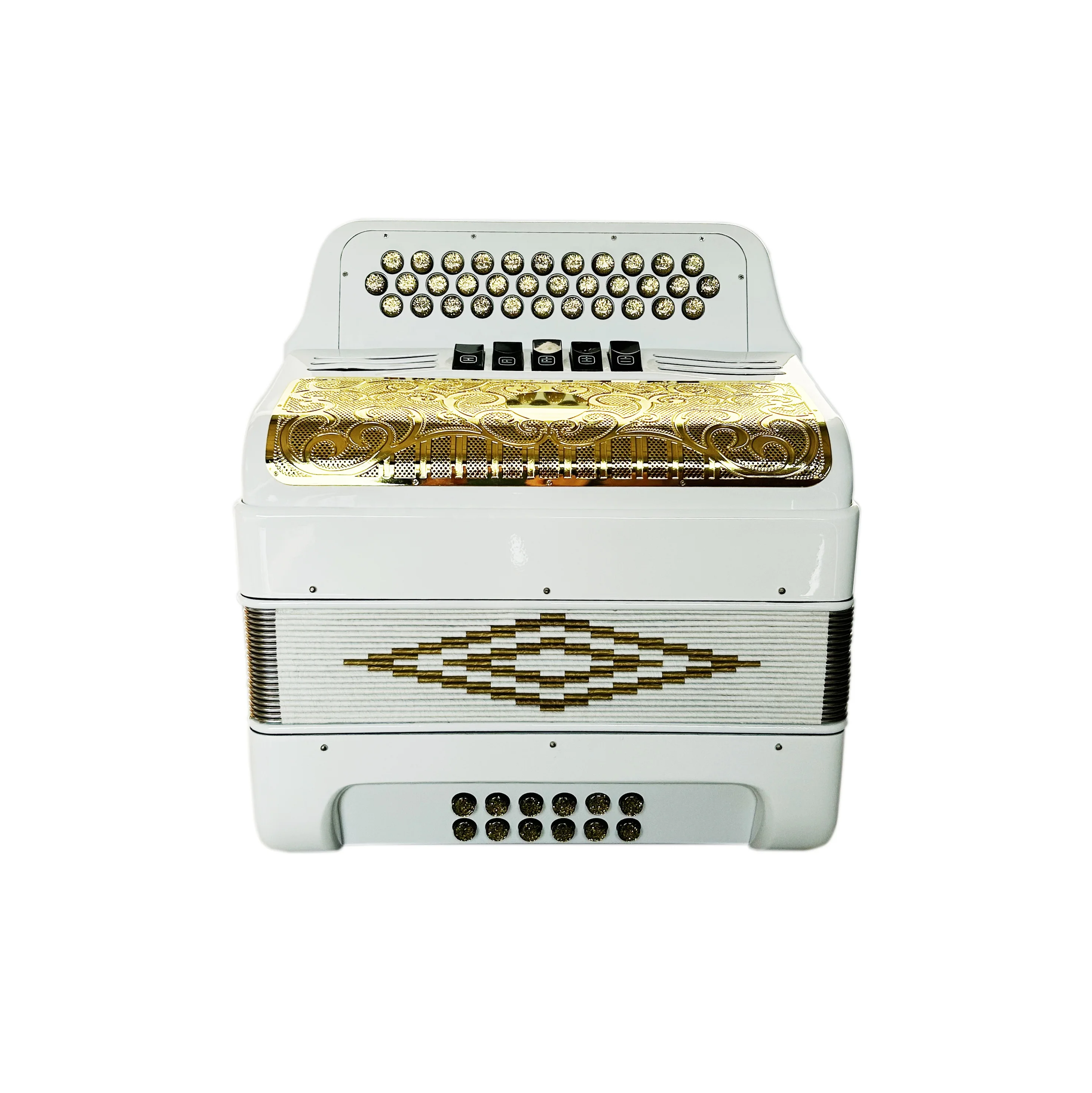SEASOUND OEM 34 Buttons 12 Bass 5 Registers Bright White Accordion Gold Grill Gold Buttons Acordeon JB3412D
SEASOUND OEM 34 Buttons 12 Bass 5 Registers Bright White Accordion Gold Grill Gold Buttons Acordeon JB3412D