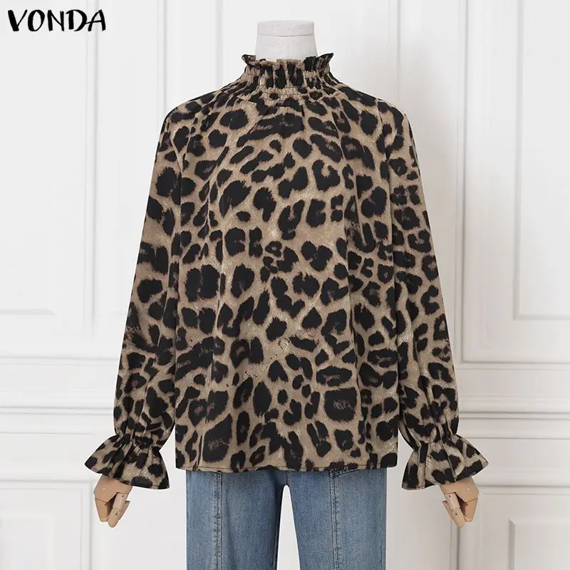 2026 VONDA Fashion Women Leopard Print Blouse Long Sleeve Stand Collar Elegant Office Shirts Casual Loose Streetwear Tops Blusas
2026 VONDA Fashion Women Leopard Print Blouse Long Sleeve Stand Collar Elegant Office Shirts Casual Loose Streetwear Tops Blusas