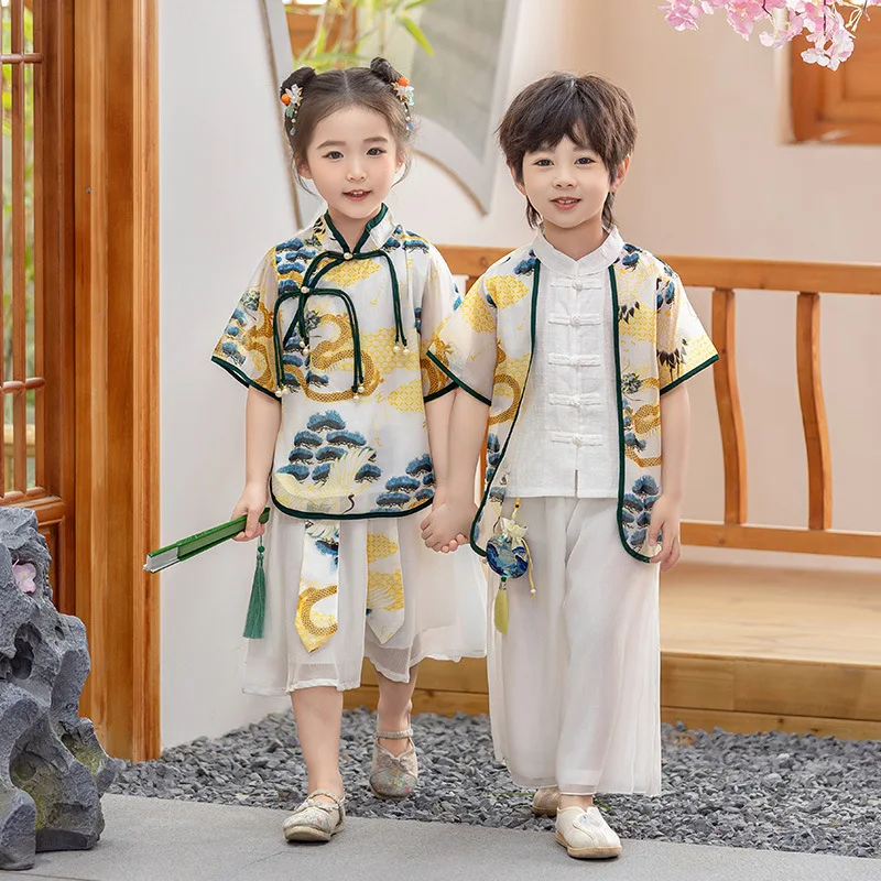 Детская дневная одежда Hanfu, костюм для мальчиков, комплекты старинных костюмов, детский повседневный летний комплект Тан для девочек, детская одежда в этническом стиле для выступлений
Детская дневная одежда Hanfu, костюм для мальчиков, комплекты старинных костюмов, детский повседневный летний комплект Тан для девочек, детская одежда в этническом стиле для выступлений