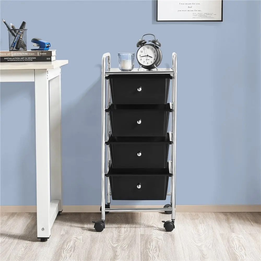 Butterslay Rolling Storage Cart Bin Organizer Unit With 4 Drawers, Metal Frame, Removable PP Drawers, For Office, Study
Butterslay Rolling Storage Cart Bin Organizer Unit With 4 Drawers, Metal Frame, Removable PP Drawers, For Office, Study